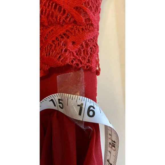 New Light Red Flowing Lace Full Length Dress See Measurements, Not Tag - Picture 8 of 8